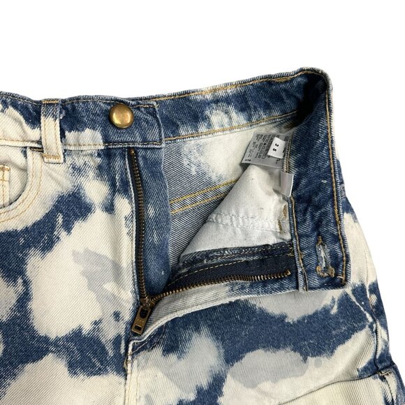 American Apparel Jeans Women 25 Denim High Rise Shorts Cuffed Bleached 5 Pocket - Picture 2 of 11